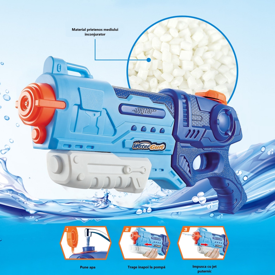 Pistol cu Apa pentru Copii, Rezervor, Pentru Piscina/Plaja, Flippy, 6ani+, Albastru, 990ML
