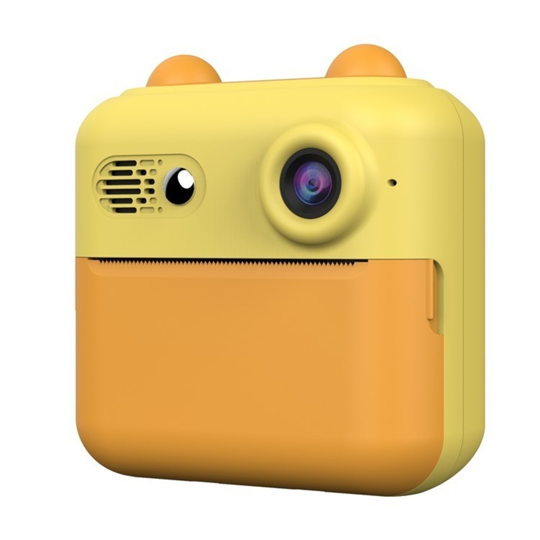 Camera Instantanee pentru Copii, Flippy, cu Functie de Printare, Cablu USB-C, Bluetooth, compatibil iOS/Android, Imprimare APP, Model Urechi, Snur Subtire Inclus, Portocaliu