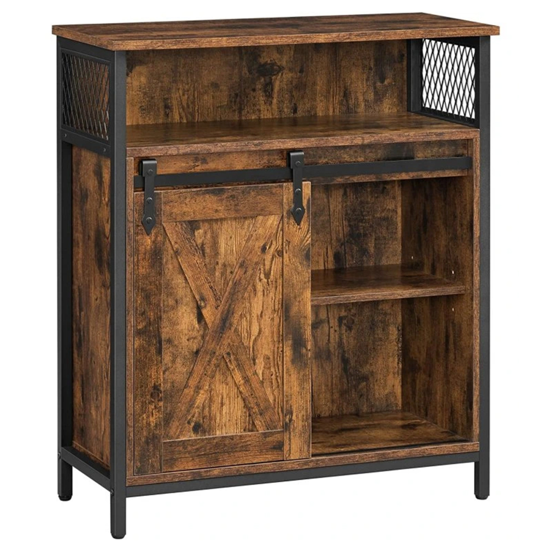 VASAGLE Comoda depozitare cu usa glisanta tip hambar, 70x30x80 cm, maro rustic