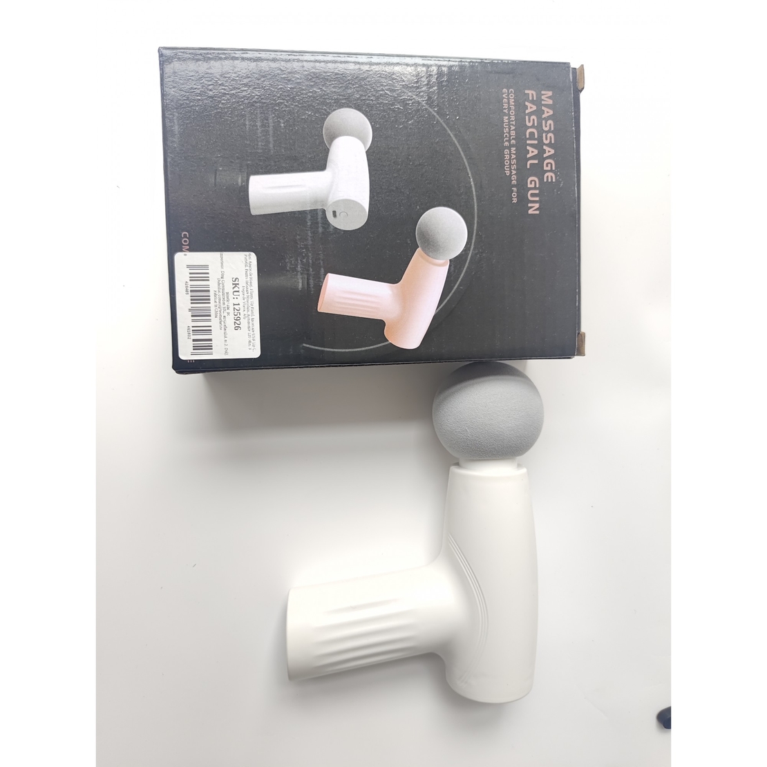 Mini Aparat de Masaj, Vafy, Tip Pistol, Incarcare USB Tip C, Portabil, Pentru Relaxare Musculara, Autonomie 120 Min, 3 Trepte de Viteza, Alb