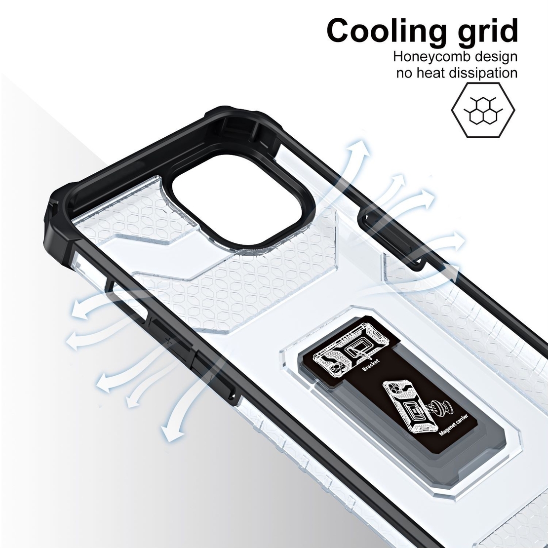 Husa de protectie Vafy compatibila cu Apple iPhone 13 Acrylic Armor cu suport Negru