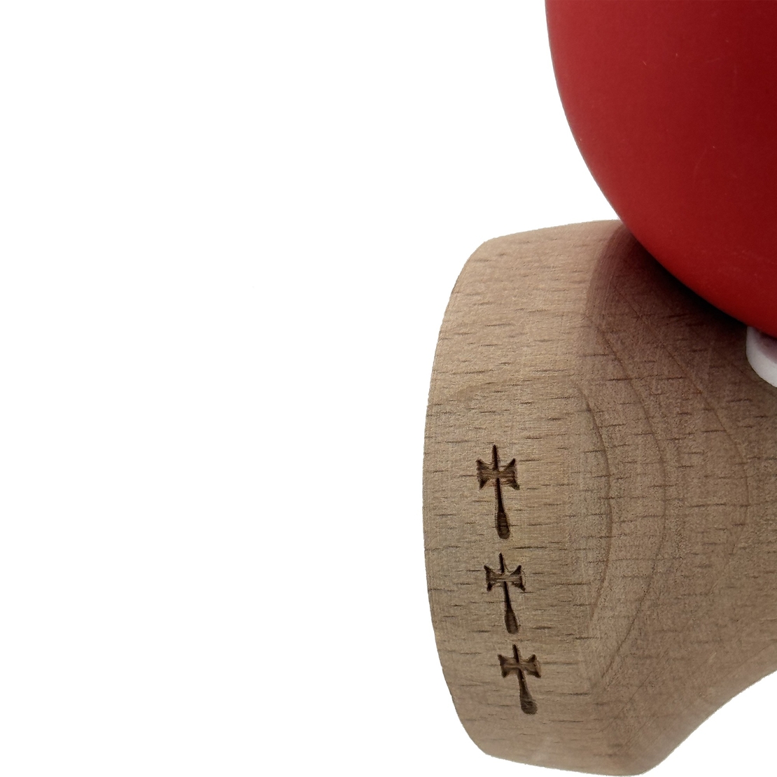 Kendama X Originala, Profesionala, Flippy, Cupe Mari KING SIZE V3, Rubber Grip, Gaura in Baza, Rulment Metalic, din lemn 18 cm, Ata 62/65 cm, Bicolor Negru/Rosu