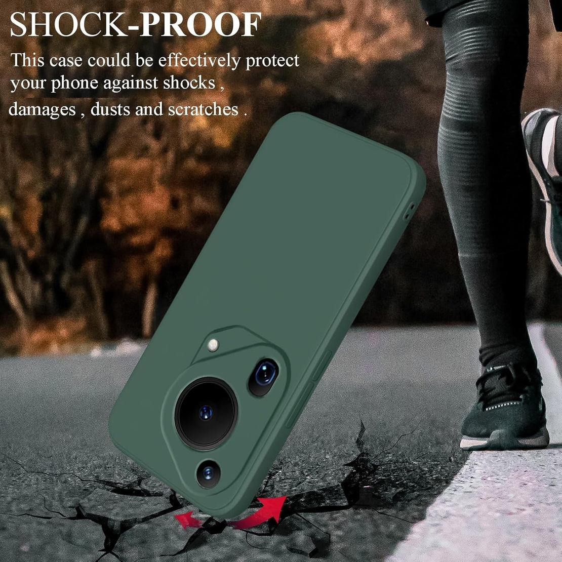 Husa de Protectie, Vafy, pentru Huawei Pura 70 Pro, Liquid Silicone, cu Microfibra pe Interior, Protectie Antisoc, Compatibil Incarcare Wireless, Verde