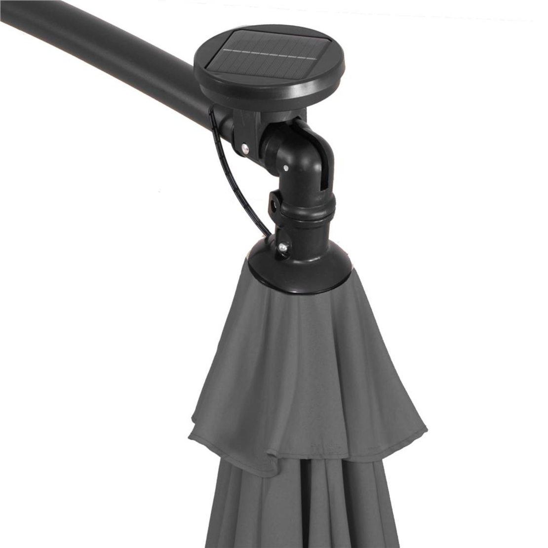 Umbrela de gradina cu brat lateral banana, iluminare LED, cu husa, 300cm, gri
