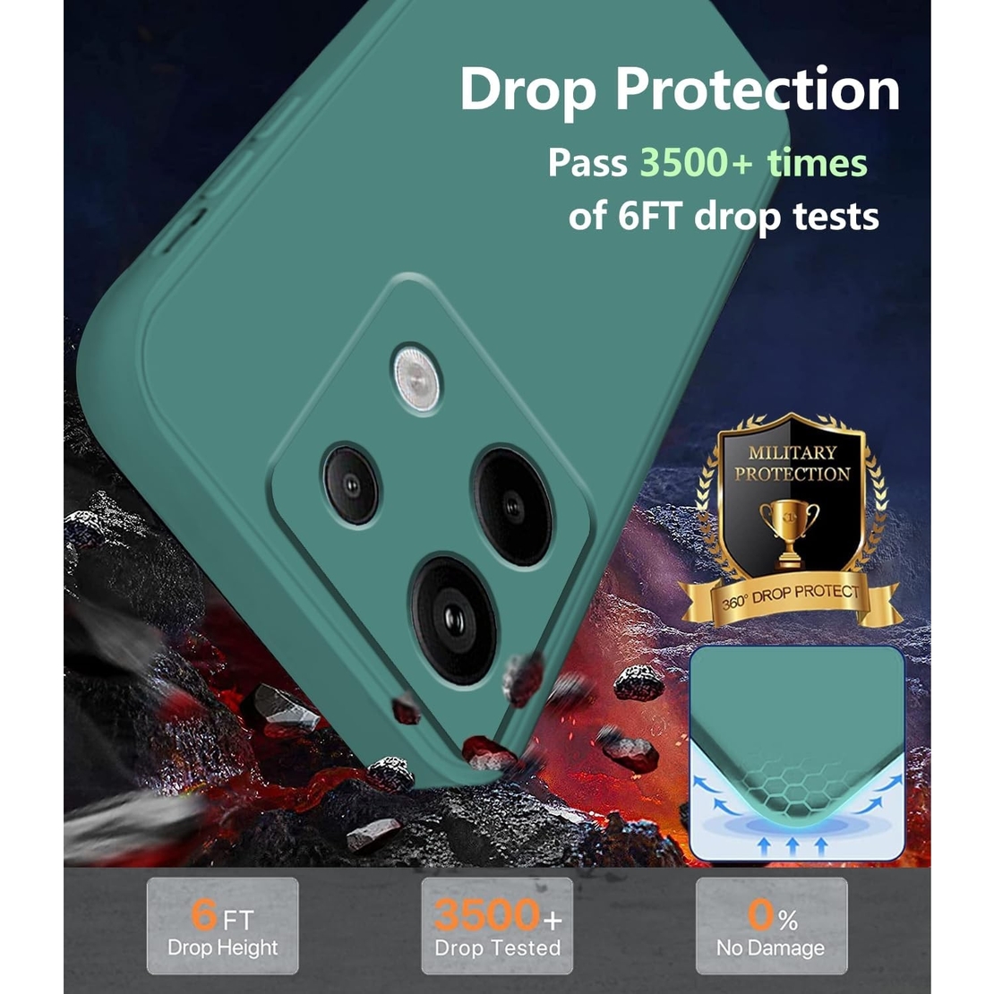 Husa de Protectie, Vafy, pentru Xiaomi Redmi Note 13 5G, Liquid Silicone, cu Microfibra pe Interior, Protectie Antisoc, Compatibil Incarcare Wireless, Verde