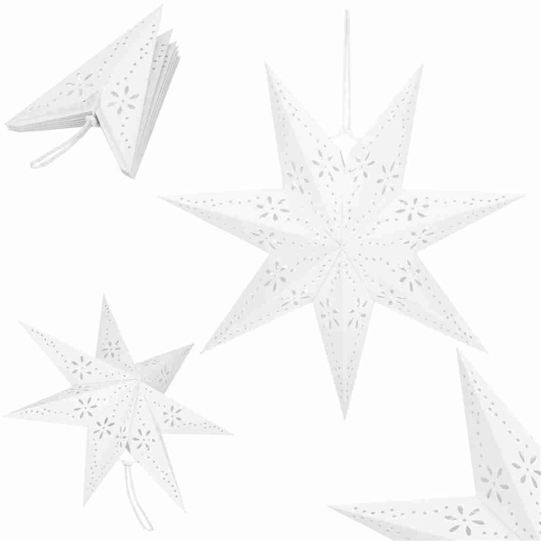Stea decorativa 3D din hartie ajurata, 50cm, alba