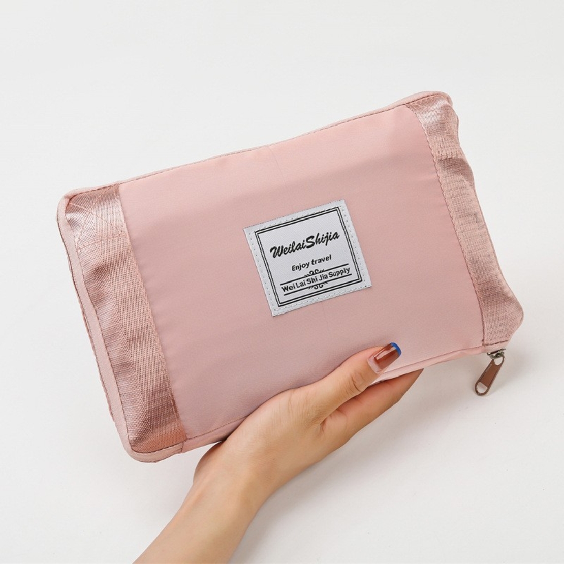 Geanta Pliabila, Flippy, pentru Voiaj, Buzunare Multiple, de Mana, Impermeabila, Material Textil, Capacitate 8 Kg, Dimensiune Deschisa 42x28x10 cm, Roz