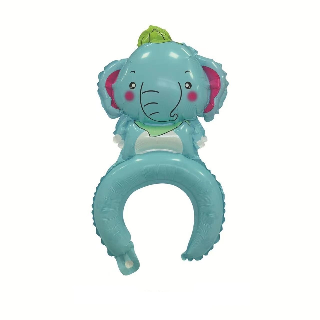 Balon din Folie Metalizata, Vafy, Tip Coronita, Model Elefant, Ambalaj Individual, Pai Inclus, Umflare cu Aer sau Heliu, 47 x 27 cm, Albastru