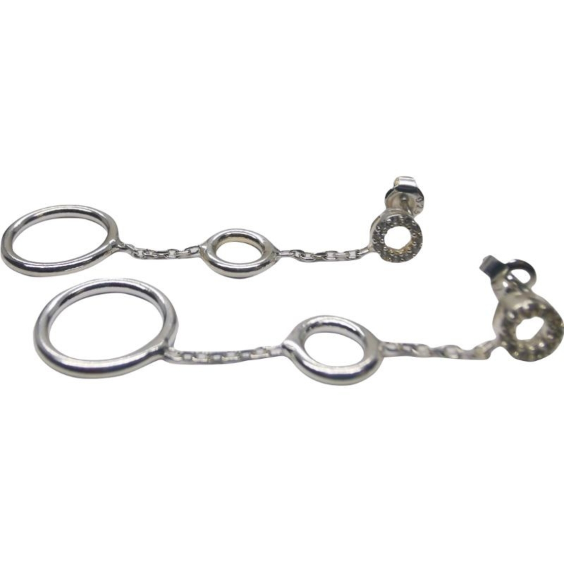 Cercei Argint 925 Trei Cercuri cu Lantisor, 3.49 g