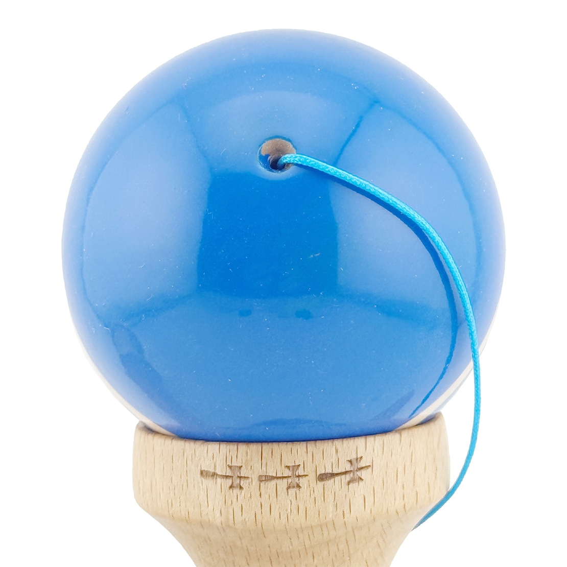 Kendama X Rainbow Originala, Profesionala, Flippy, Big Cups V2, Super Sticky cu Cupe Mari, Rulment Metalic, din lemn 18 cm, Ata 55 cm, Albastru/Maro