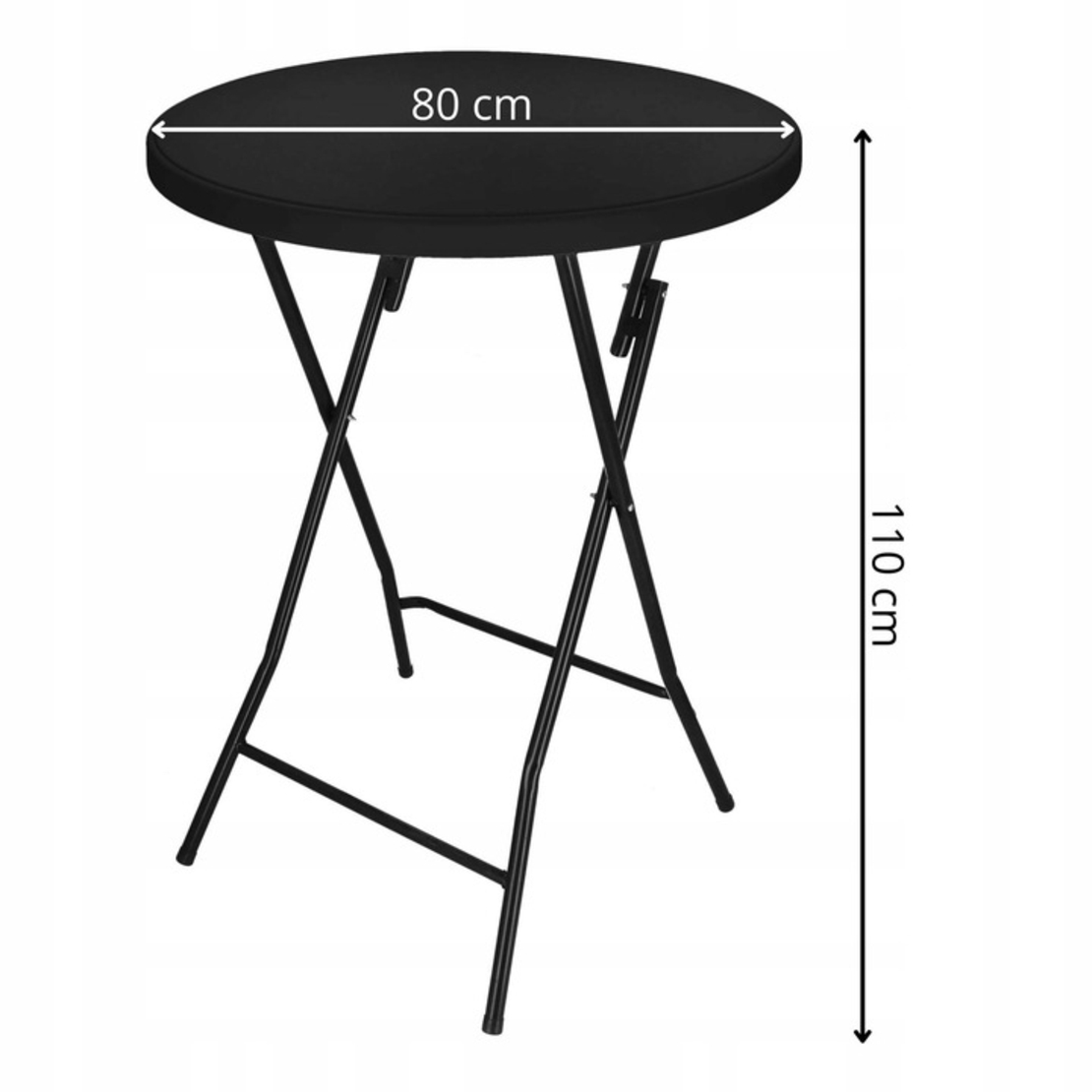 Masa catering profesionala pentru evenimente, inalta, cu picioare metal pliabile, rotunda, d 80 cm, h 110 cm, negru