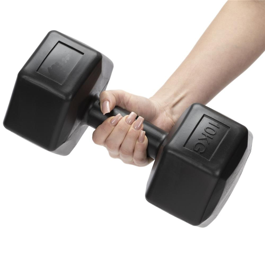 Set gantere hex 2x10 kg, bitum cu invelis rezistent PP, negru