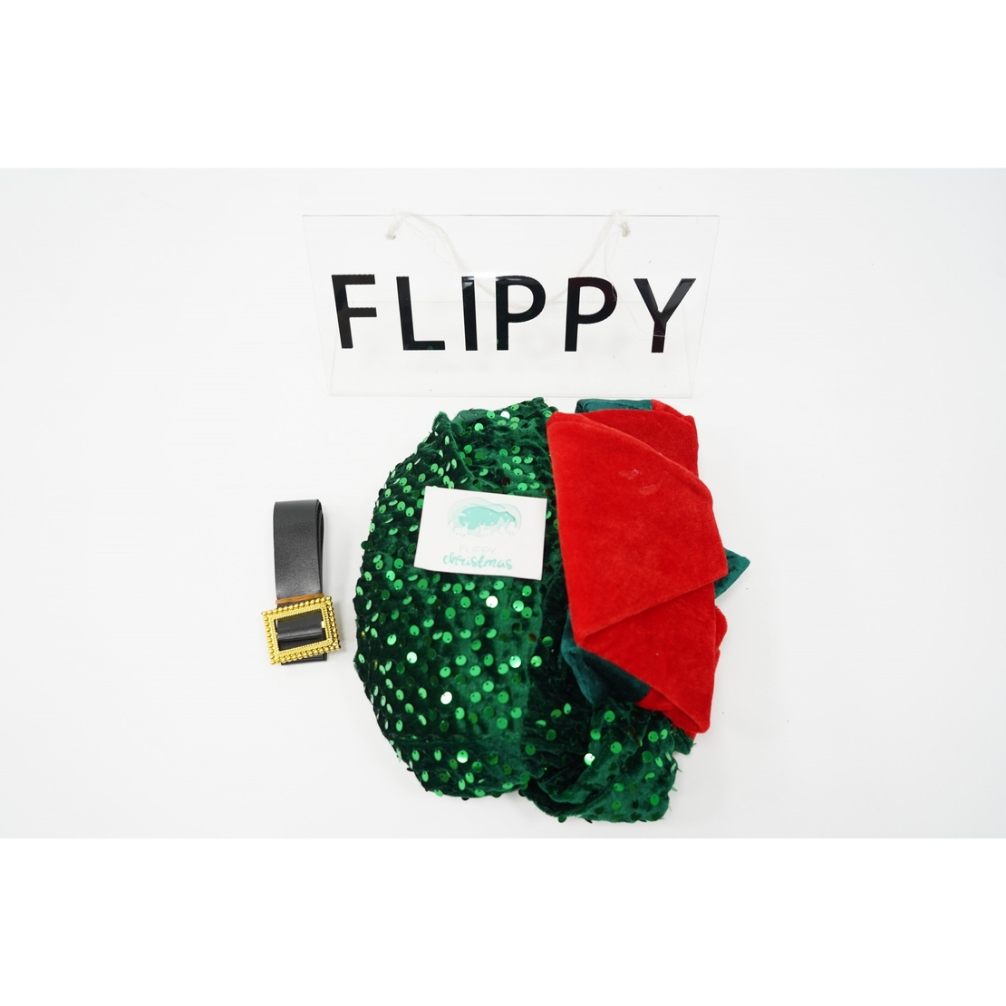 Costum Craciun, Flippy, Spiridus, rosu, 7 -9 ani, catifea