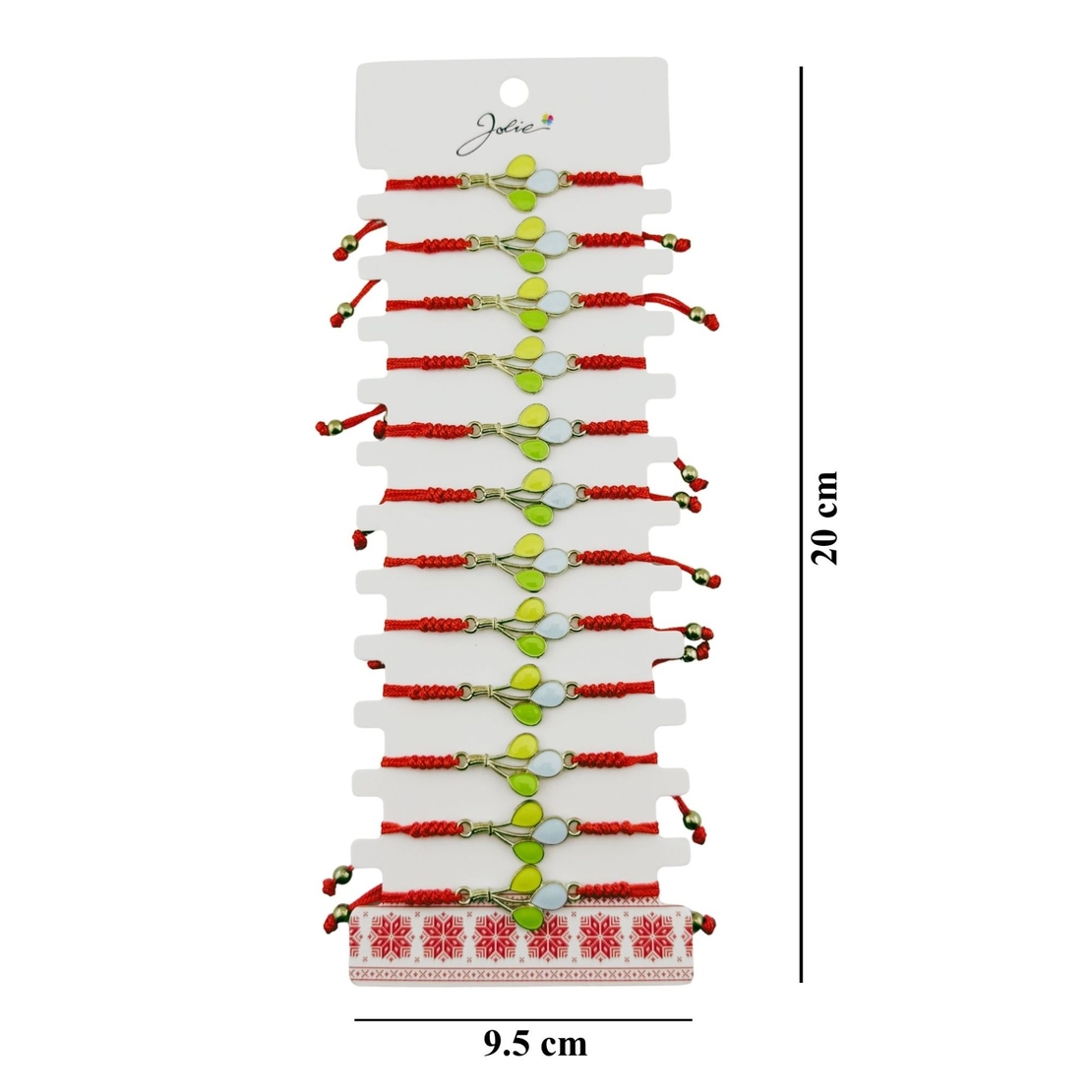 Martisor Bratara pentru Dama si Copii, Jolie, Model Balonase Colorate, Set 12 bucati, Pandantiv Emailat cu Contur Auriu, Snur Reglabil, Rosu/Multicolor