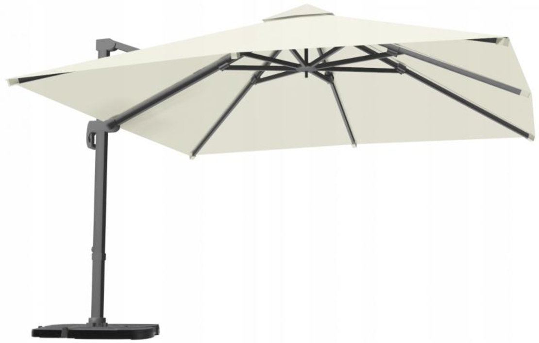 Suport baza umbrela 50x50x8 cm, set 4 elemente umplere cu apa sau nisip, manere metalice, plastic rezistent, negru