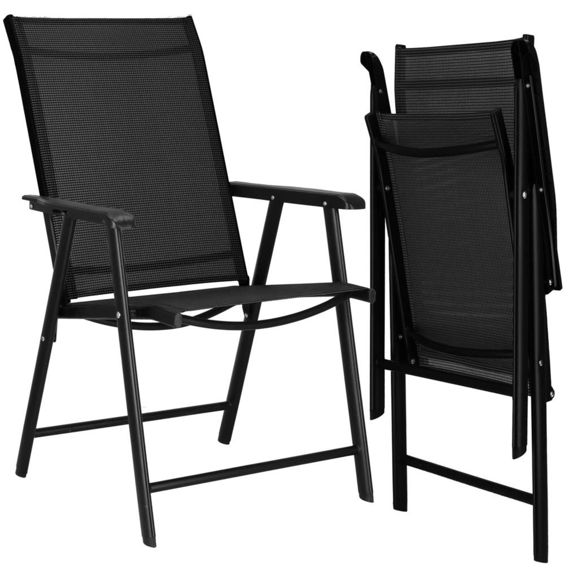 Scaun de gradina metalic, pliabil, 95x57x66cm, maxim 150kg, negru