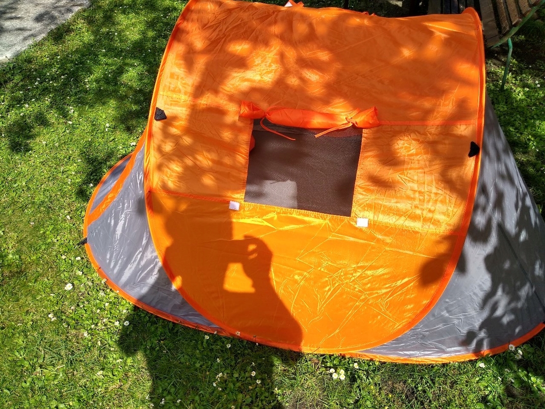 Cort plaja si picnic Sersimo, protectie UV, 210x130x90 cm, portocaliu gri