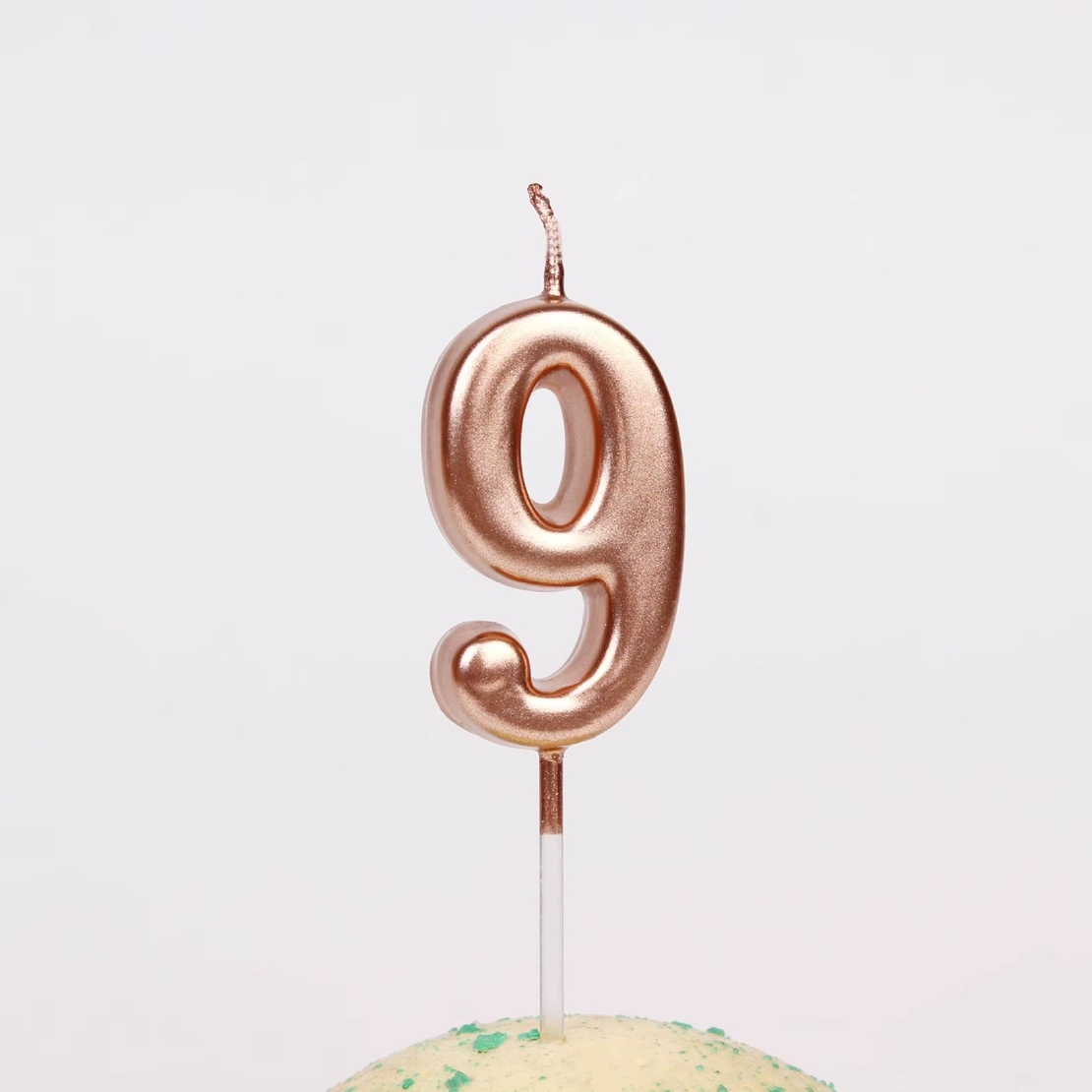 Lumanare de Tort, Flippy, Model Cifra 9, Party, 4.5 x 2.5 cm, din Parafina, Rose Gold