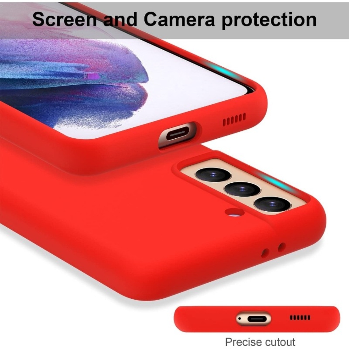 Husa protectie Vafy compatibila cu Samsung S21 5G Liquid Silicone Case Rosu
