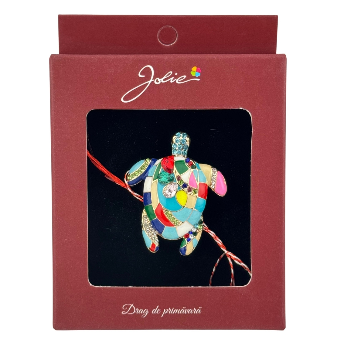 Brosa Vintage, Jolie, Material Metal, Ambalaj Carton, Dimensiune Brosa Aproximativ 4-6 cm, Model Broasca Testoasa, Multicolora