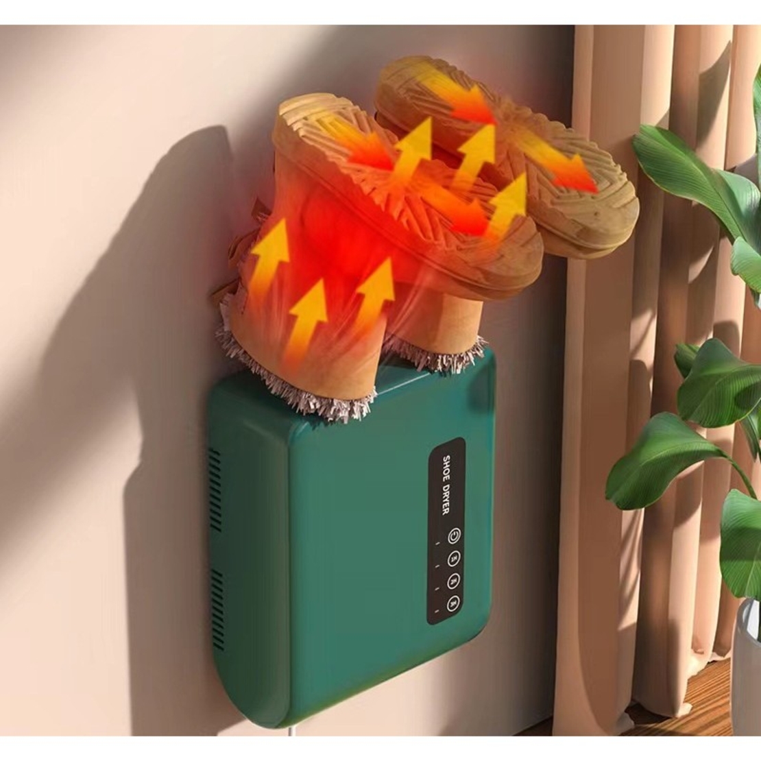 Uscator de Pantofi, Flippy, Functie de Uscare, Dezinfectie, Dezodorizare, Montaj pe Perete fara Perforare, din PVC, Silentios, Timer, Verde