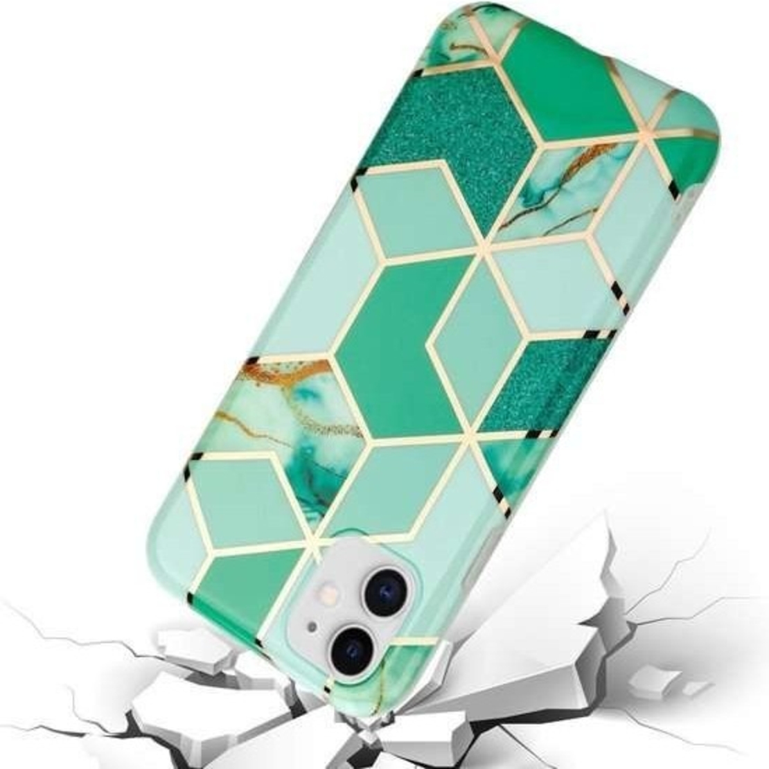 Husa protectie pentru Samsung S20 Ultra Soft IMD TPU Marble Geometric Verde