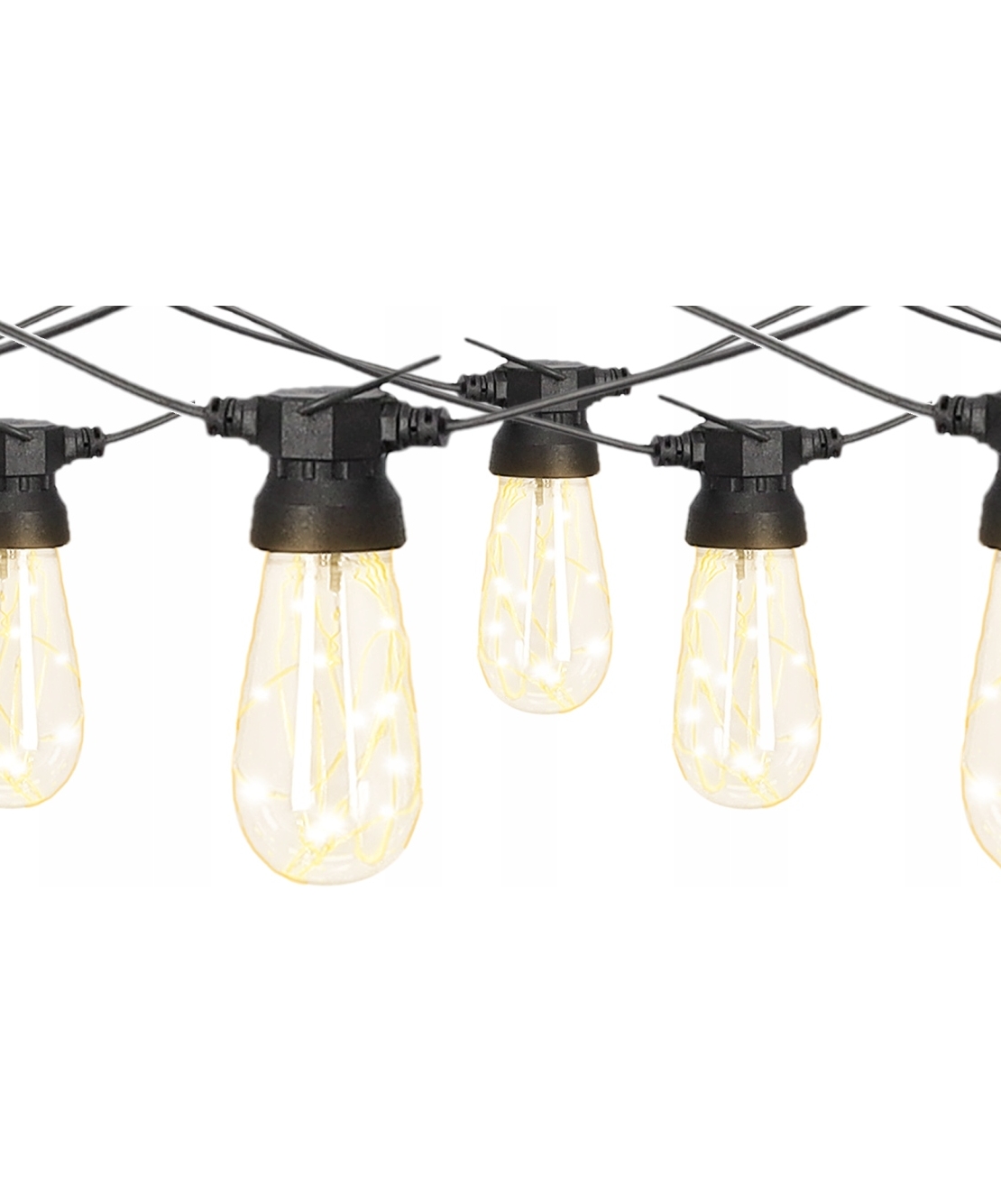 Ghirlanda luminoasa decorativa pentru exterior, alimentare la priza, 20 metri, 20 becuri LED cu iluminare calda 3000K, IP44