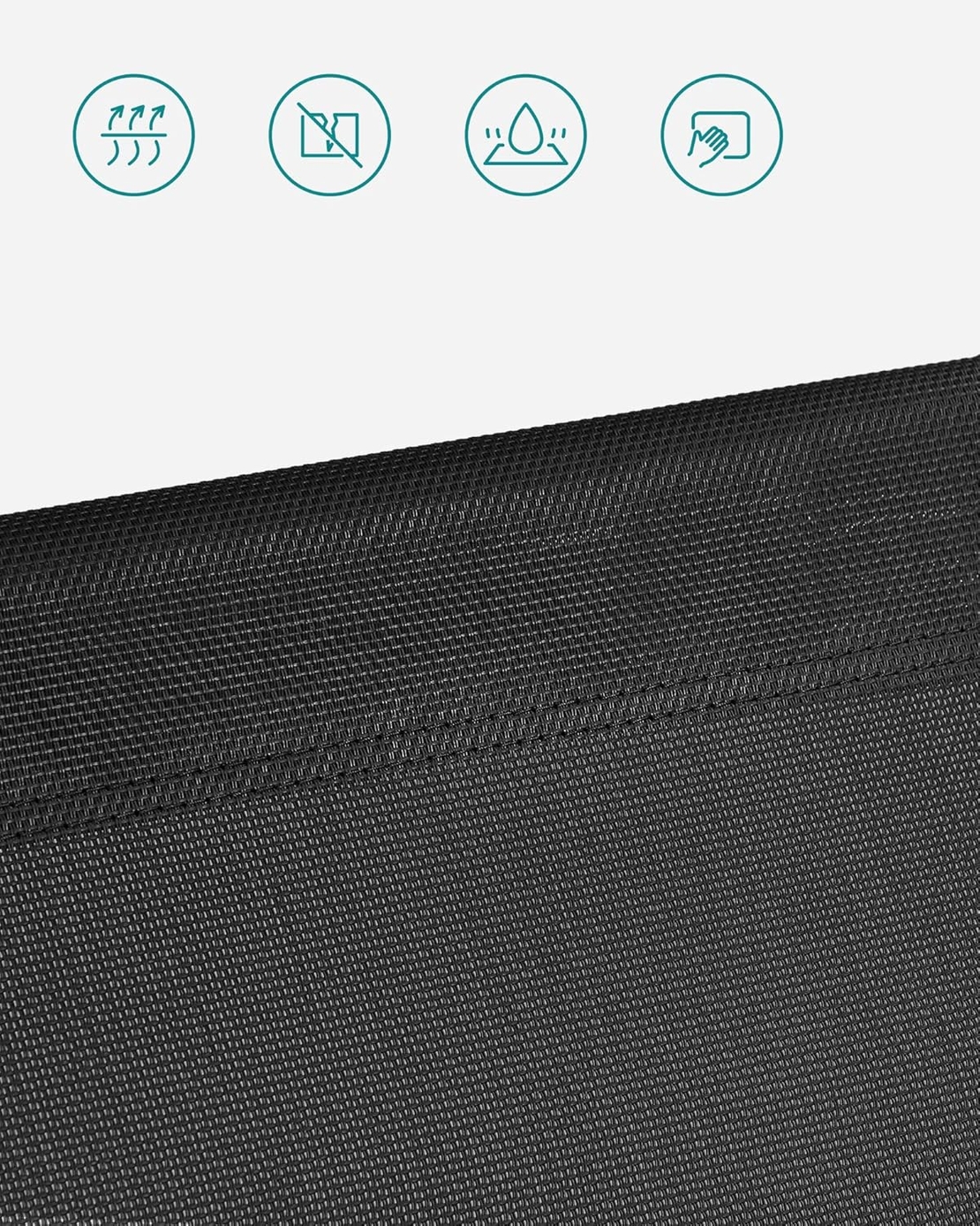 SONGMICS Sezlong pliabil, cu parasolar si tetiera, spatar reglabil in 4 pozitii, maxim 150kg, 200x71x38cm, negru