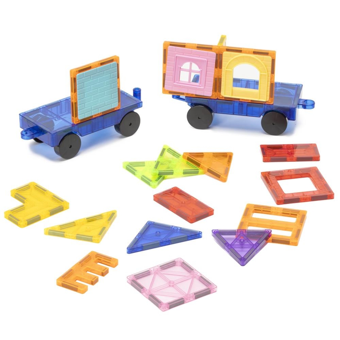 Set de constructie din piese magnetice educative pentru copii 100 de piese, multicolor
