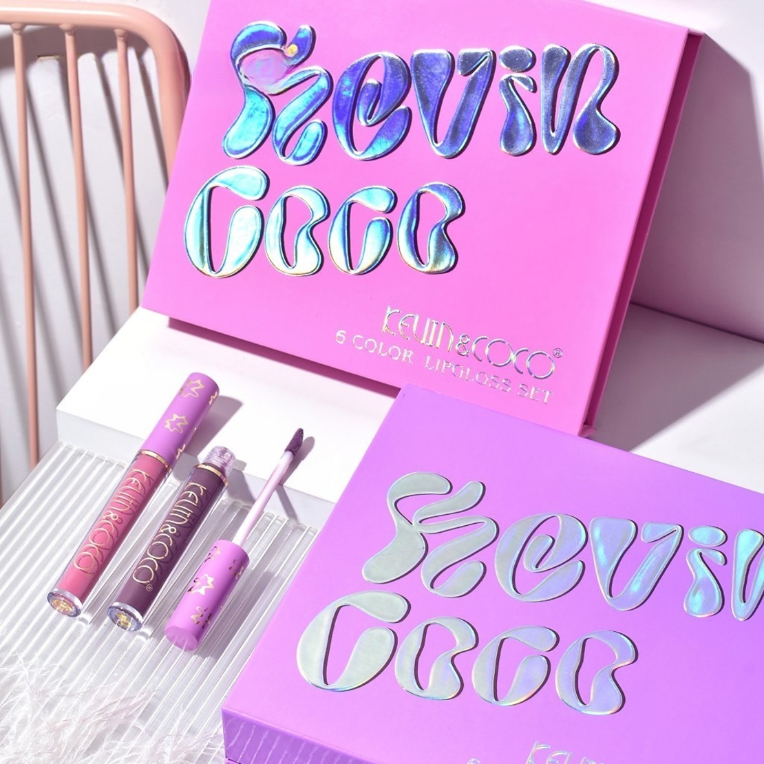 Set de Buze, KEVIN & COCO, Pink Girl, 6 Lip Gloss-uri, 17 x 14.8 x 2.9 cm, Roz/Maro