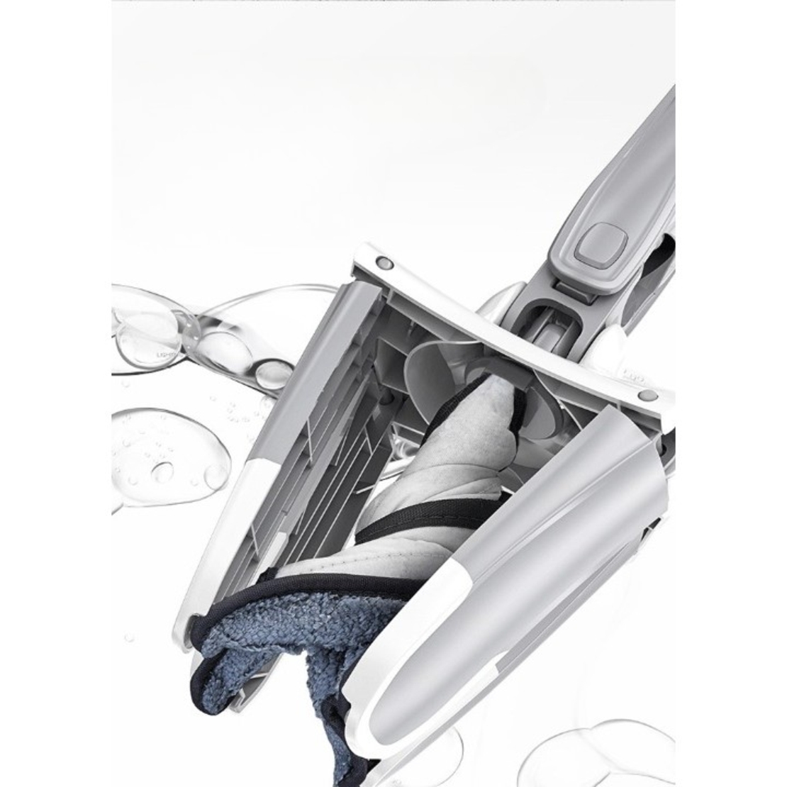 Mop Plat, Flippy, cu Sistem de Stoarcere, 4 Lavete Incluse, Lungime Telescopica 140 cm, Argintiu