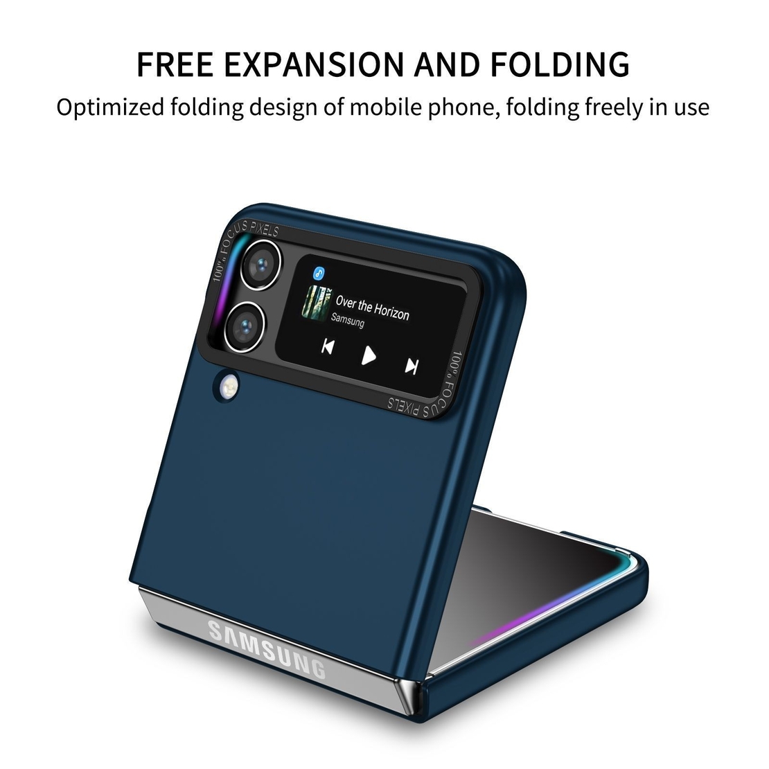 Husa de Protectie, Vafy, pentru Samsung Galaxy Z Flip 5, din PC, cu Pliere Tridimensionala, Multifunctionala, Albastra