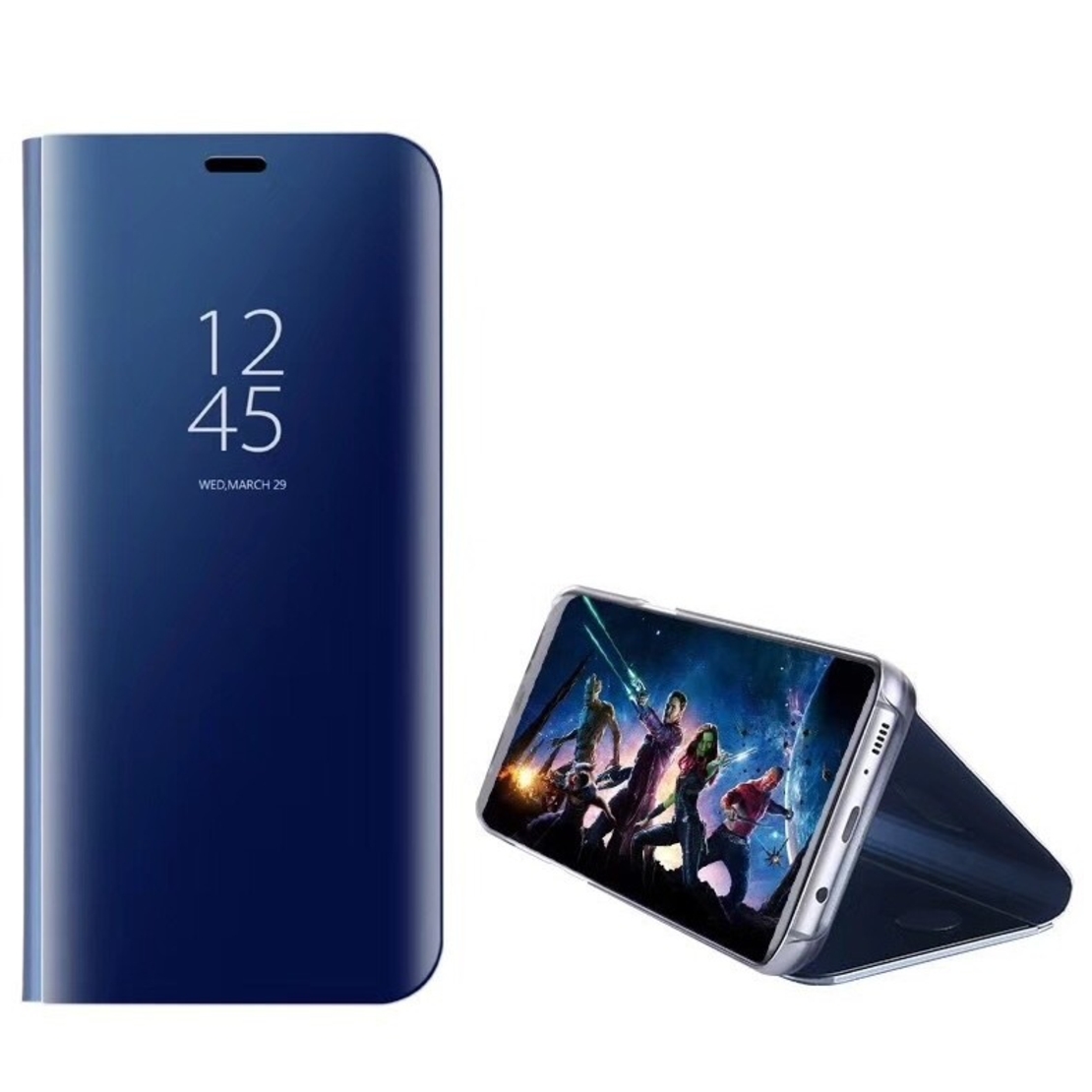 Husa Tip Carte, Flippy, Compatibila cu Huawei Mate 10 Lite, Flip Cover Oglinda, Albastru