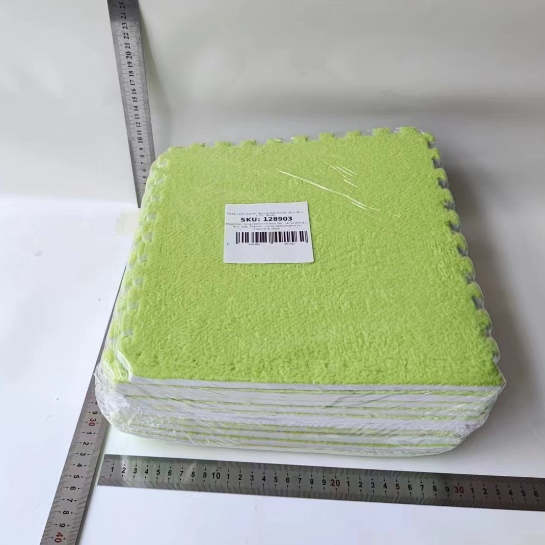 Set 10 Piese Covor tip Puzzle, Flippy, Spuma EVA, Pufos, 30 x 30 x 1 cm, Verde