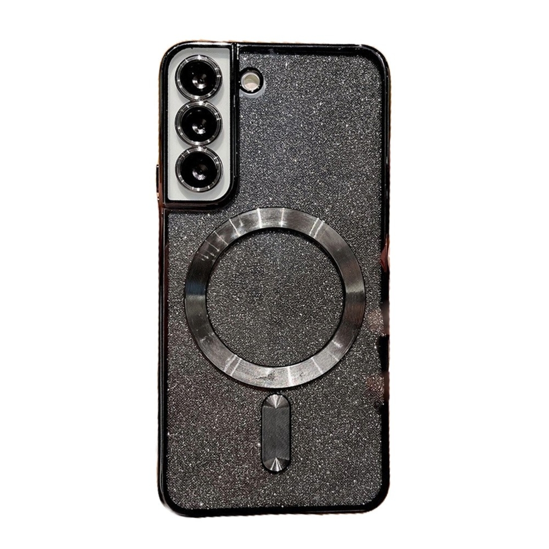 Husa de Protectie 2 in 1, Vafy, Husa pentru Samsung Galaxy S23+, Glitter Chrome Magsafe, din TPU, Magnetica, cu Protectie Lentila, Negru