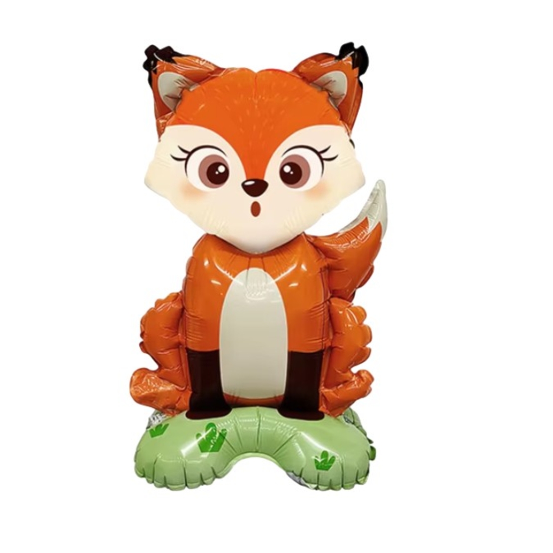 Balon din Folie Metalizata, Vafy, Mini Figurine Animalute, Model Vulpe, Tematica Aniversare, 35x61 cm, Ambalaj Individual, Pai Inclus, Umflare cu Aer sau Heliu, Multicolor