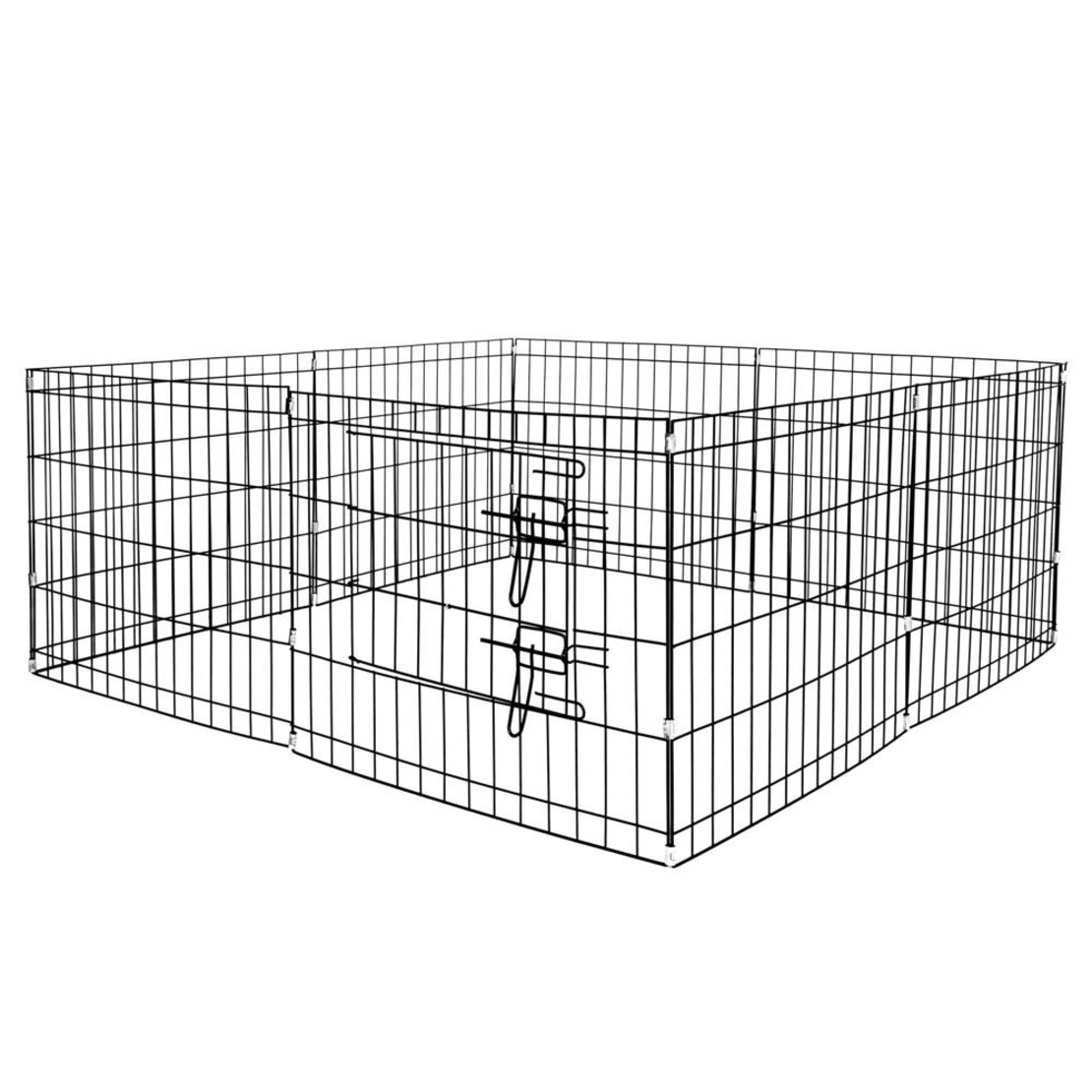 Tarc pentru animale de companie, din fier, forma configurabila, cu usa de acces, XXL, 120x120x60cm, negru