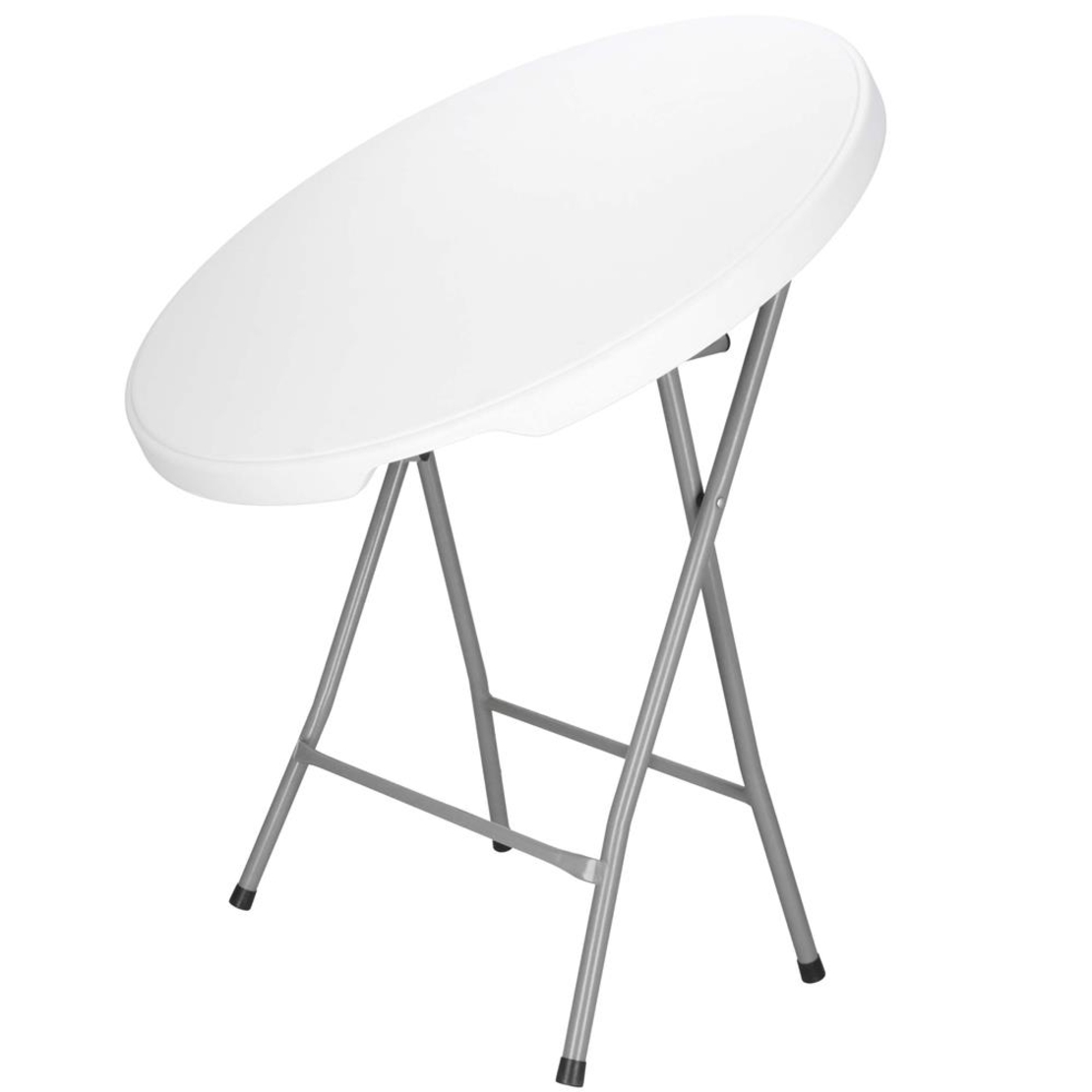 Masa pliabila rotunda pentru gradina sau catering 75x80 cm, HDPE si metal, alb