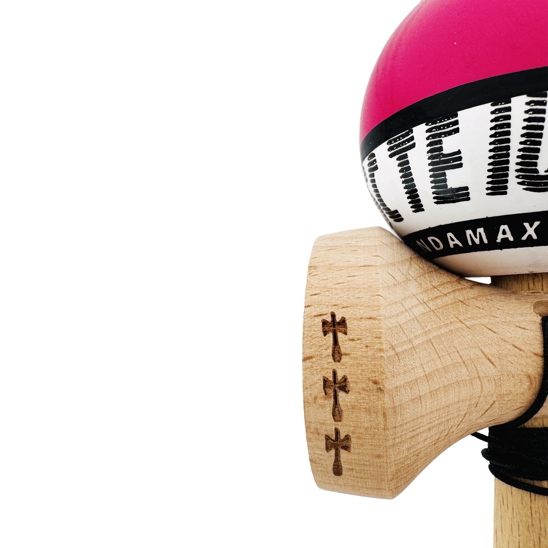 Kendama X TE IUBESC Originala, Profesionala, Flippy, Super Sticky cu Cupe Mari KING SIZE V3, Gaura in Baza, Rulment Metalic, din lemn 18 cm, Ata