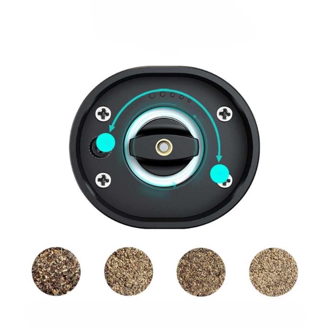 Rasnita Electrica pentru Cafea si Condimente, Flippy, Cutit de Macinare din Otel Inoxidabil, Incarcare cu Baterii, Optiuni Diferite de Macinare, Usor de Manevrat, 18x5.5cm, Negru