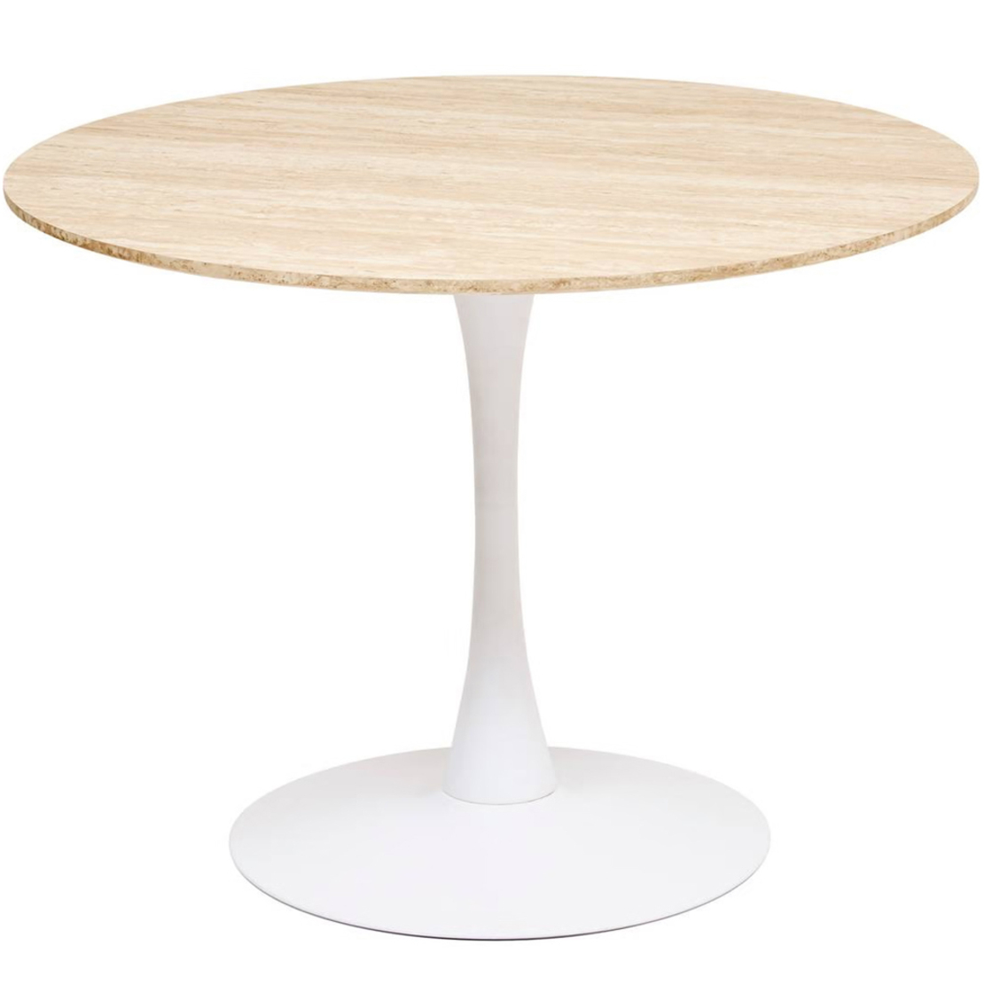 Masa rotunda Atmosphera Elias, 102x74 cm, MDF si metal, bej si alb