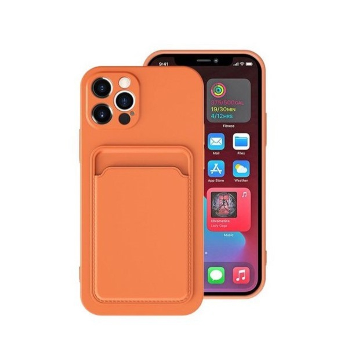 Husa protectie Vafy cu suport card compatibila cu Apple iPhone 12 Pro Portocaliu