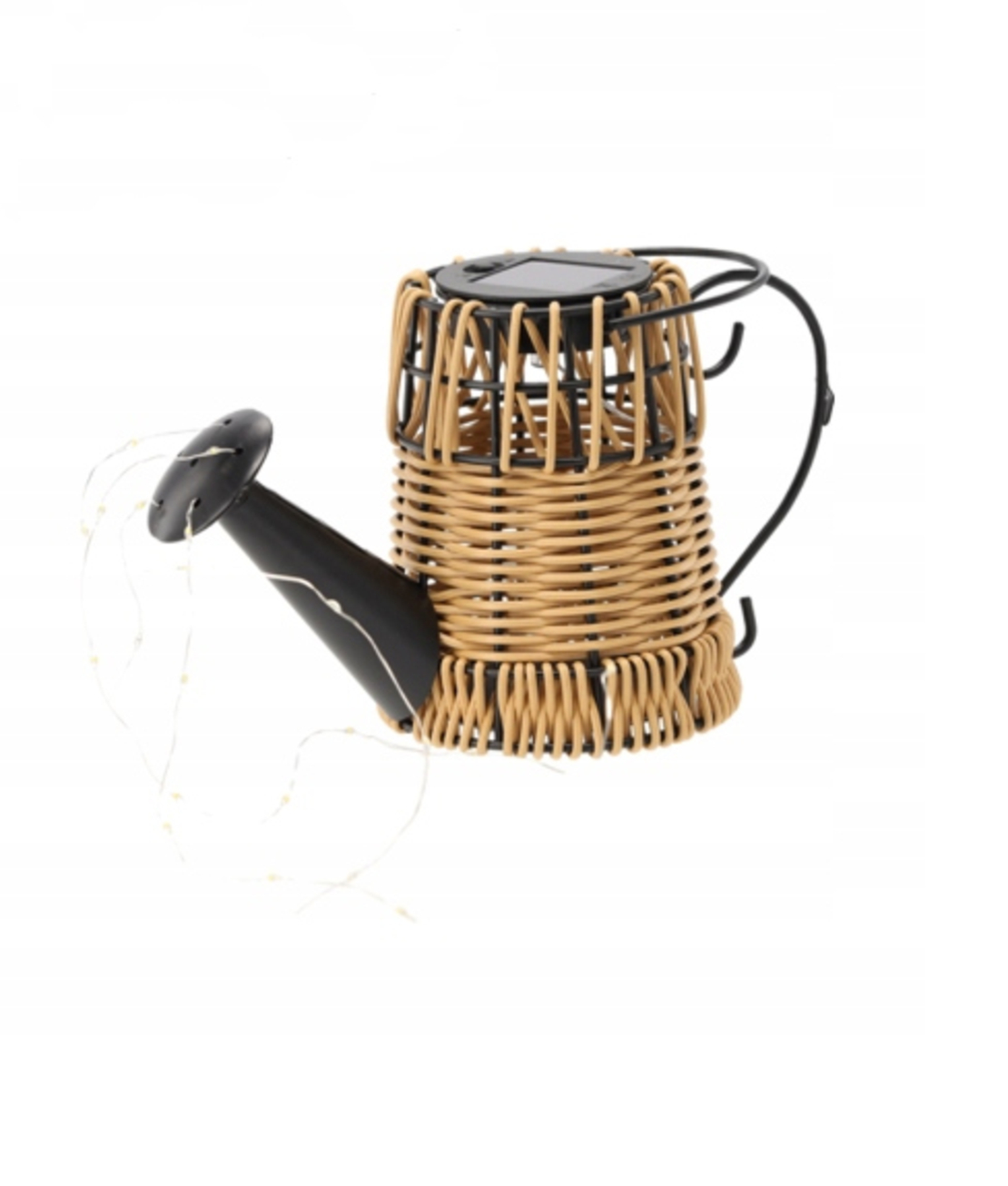 Lampa solara gradina tip stropitoare ratan, 33 LED alb cald, panou solar, IP44, 110 cm, maro