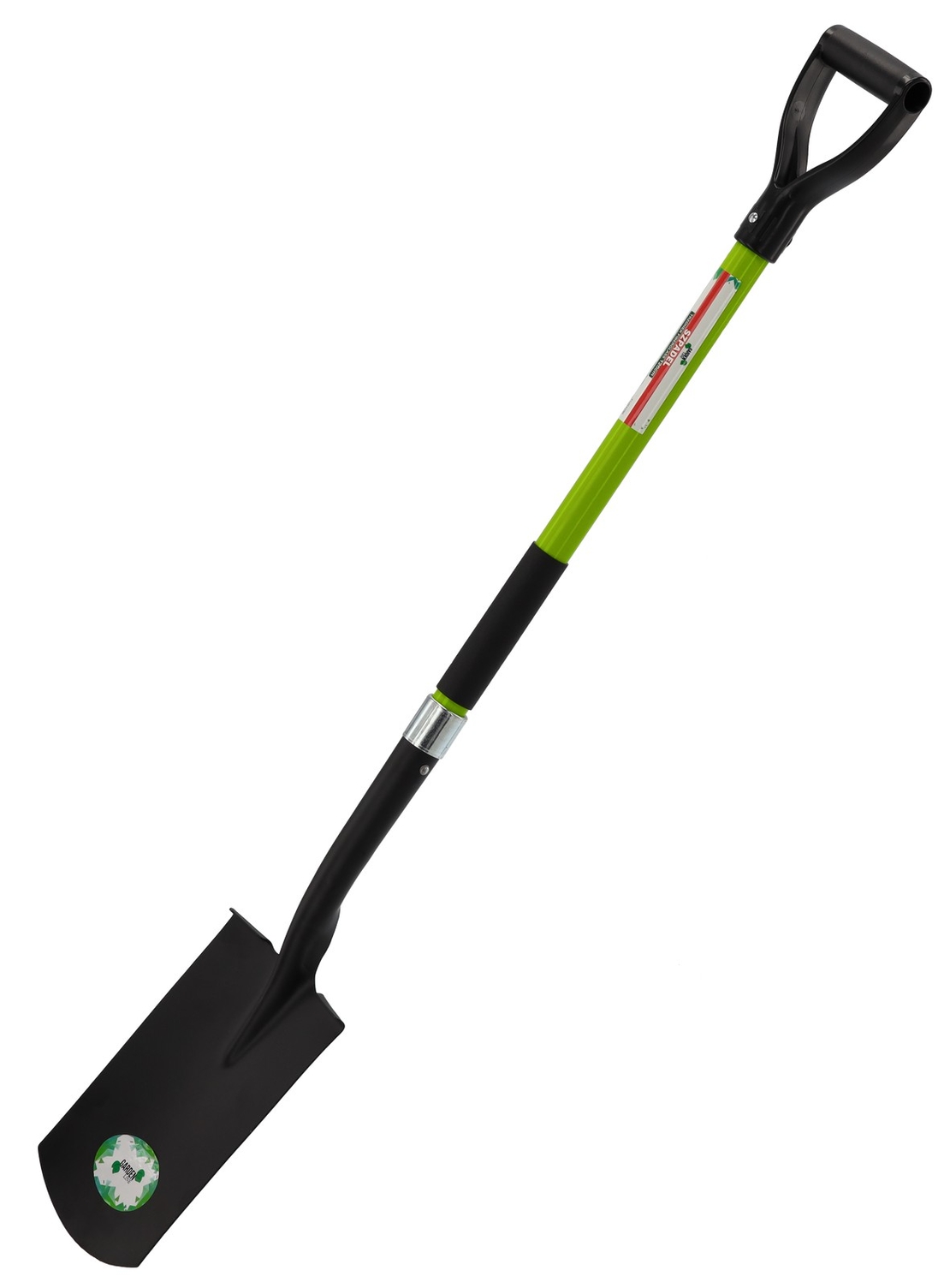 Lopata gradina cu lama dreapta, coada din fibra de sticla 120 cm, maner tip D, negru si verde