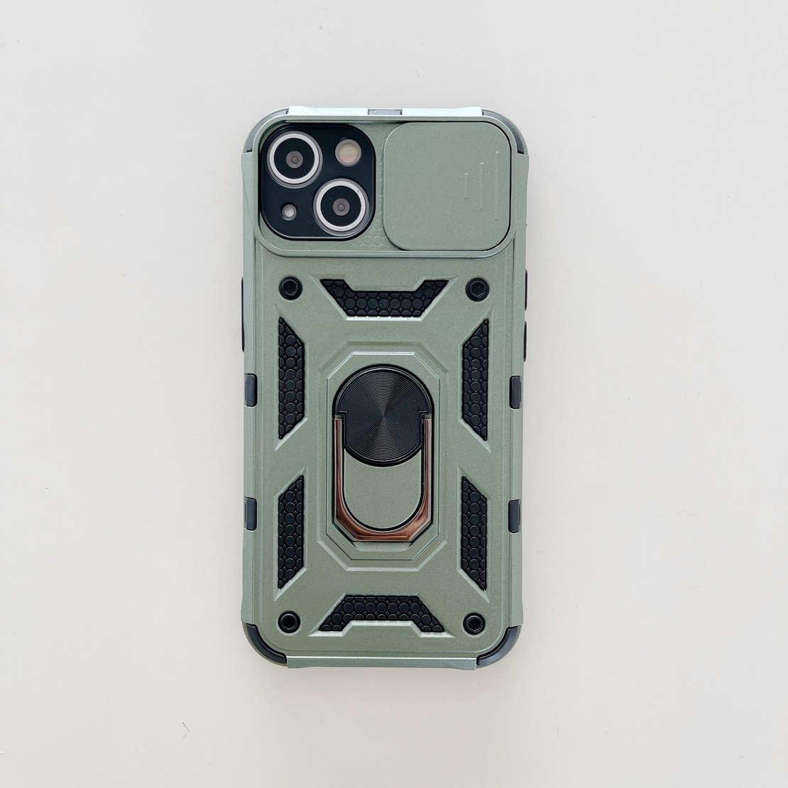Husa de protectie Vafy compatibila cu Apple iPhone 13 Defender Model 4 cu suport,Verde