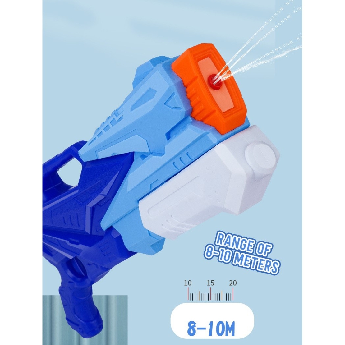 Pistol cu Apa pentru Copii, Rezervor, Pentru Piscina/Plaja, Flippy, 6ani+, 3 duze, Albastru, 770ML
