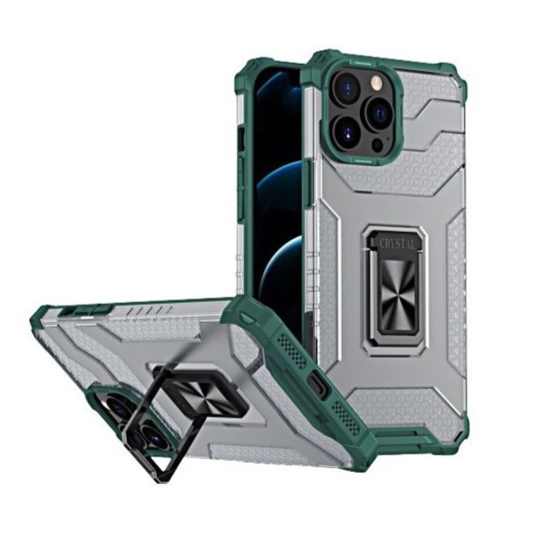 Husa de protectie Vafy compatibila cu Apple iPhone 13 Pro Max Acrylic Armor cu suport Verde Inchis