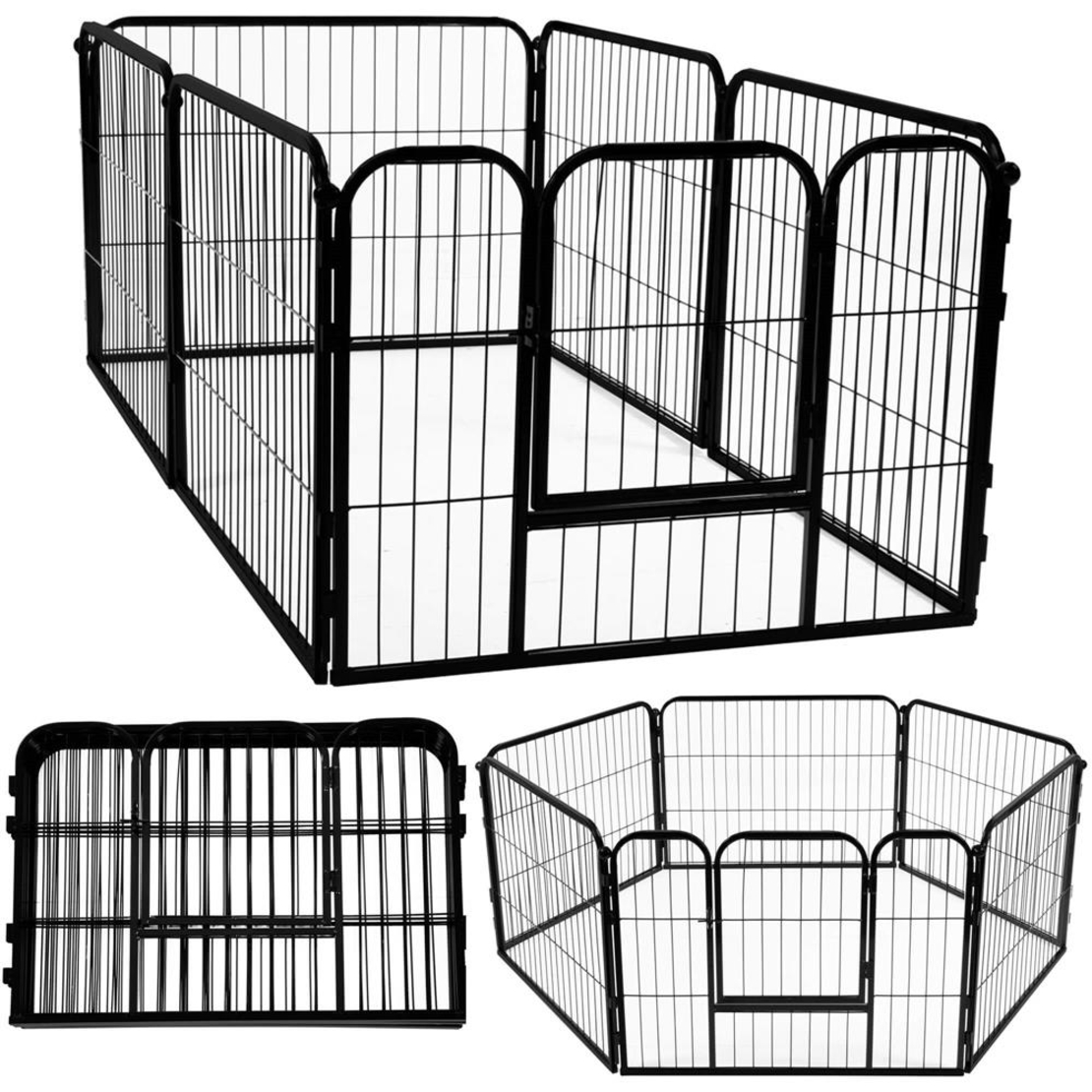 Tarc pentru animale de companie, din fier, forma configurabila, cu usa de acces, 3XL, 165x80x60cm, negru