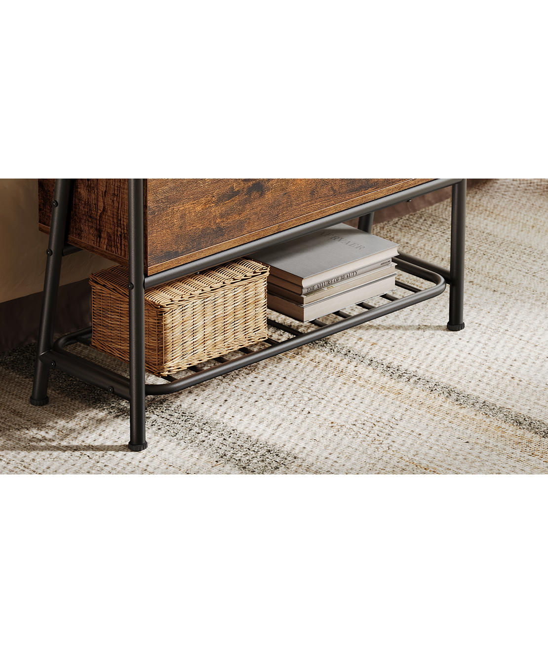 VASAGLE Pantofar cu banca de depozitare, raft si sertar, stil industrial, 30x80x64 cm, maro rustic