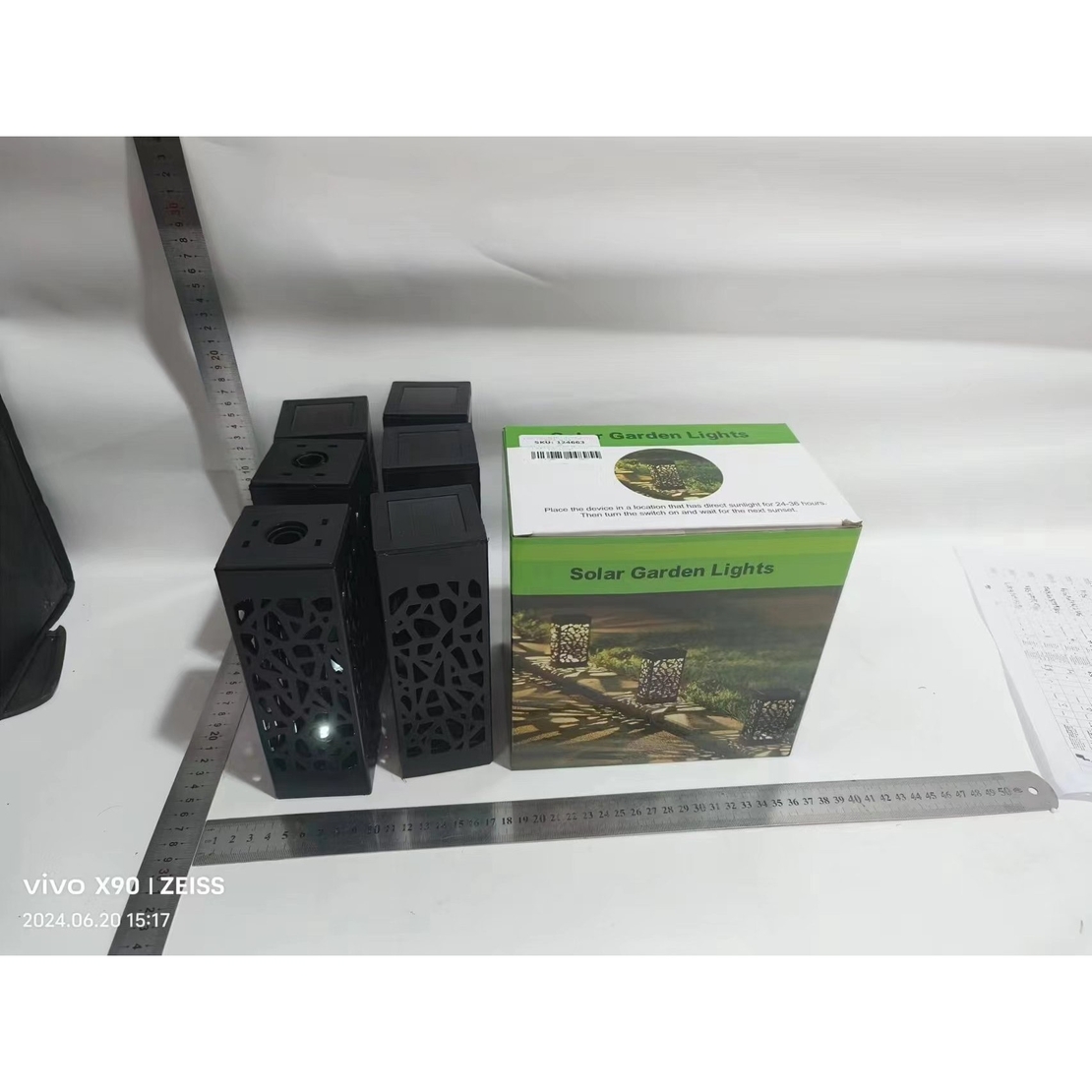 Lampa solara LED, Flippy, Set 6 Bucati, Tip Felinar, pentru Gradina, Inaltime 30.2 cm, putere 0.2W, 1.2V, 600mAh, Lumina Alb Rece, Negru